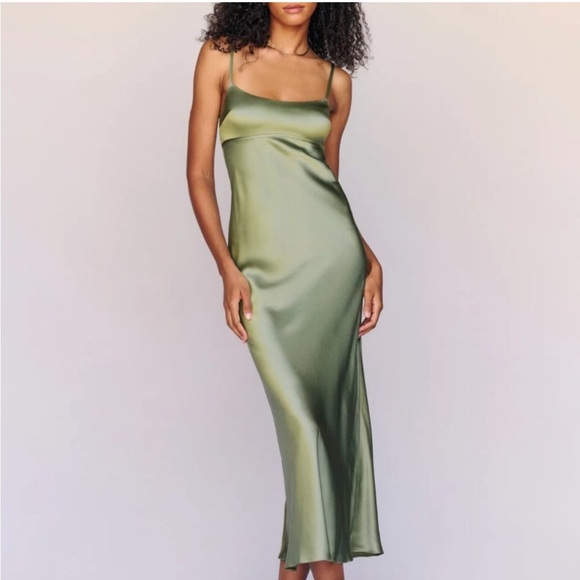 Reformation Dresses & Skirts - Reformation Kailyn Silk Dress Midi Artichoke Green XL
